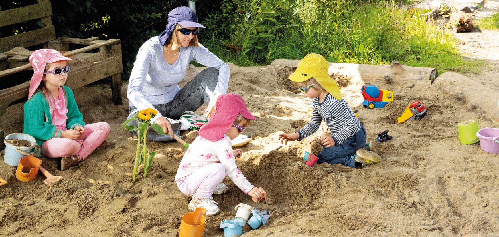 Kindergruppe in der Hitze