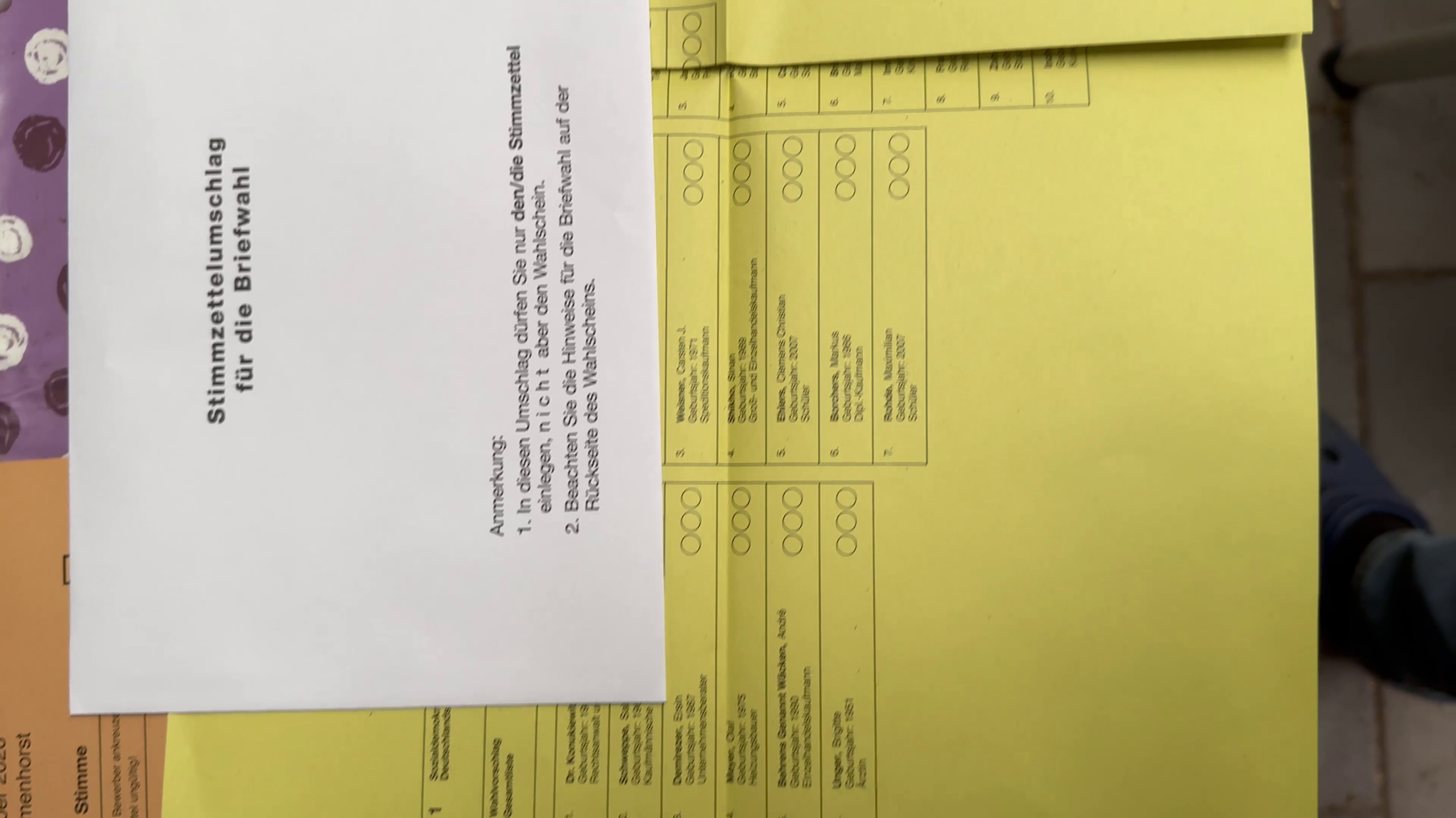 Briefwahlunterlagen